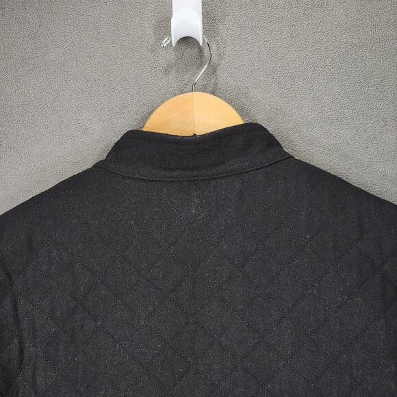 ASOS Quilted Moto Jacket 14 Women Black Bomber Wool Faux Leather Trim Biker READ - Picture 13 of 15